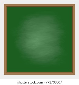 empty green chalkboard background with frame. vector illustration for education and school design. 