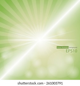 Empty Green Color Background With Sunburst at the left side. for sample text and editable background.