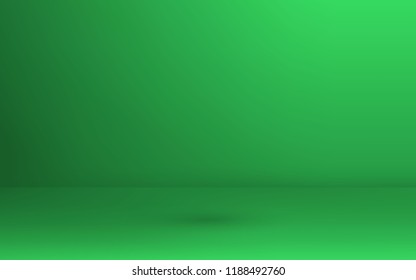 Empty Green Color Studio Room With Shadow Background ,Template For Premium, Luxury Product Presentation