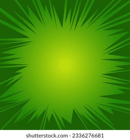 Fondo de líneas de zoom con estilo de cómic verde vacío.