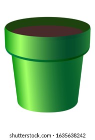 Empty green flower pot. Planter for indoor plants - a subject for gardening - vector full-color drawing.