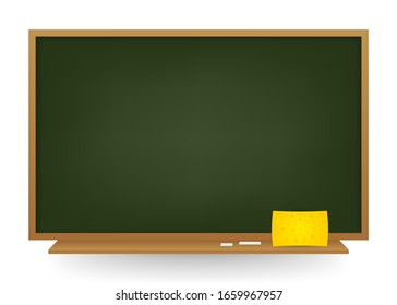 Empty Green school chalkboard background. Template for your design. Vector stock illustartion.