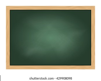 Empty Green School Chalkboard Background Texture With Frame Vector. Template For Your Design.