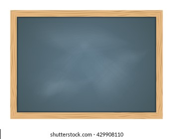 Empty Green school chalkboard background texture with frame vector. Template for your design.