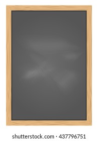 Empty Green school chalkboard background texture with frame vector. Template for your design.