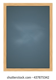 Empty Green school chalkboard background texture with frame vector. Template for your design.