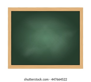 Empty Green school chalkboard background texture with frame vector. Template for your design.