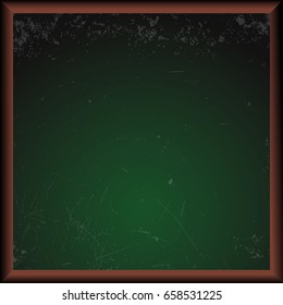 Empty green school chalkboard with frame. Back to school background. Vector illustration.