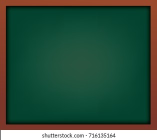 Empty Green school chalkboard with frame vector illustration. Template for your design.