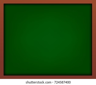 Empty Green school chalkboard with frame vector illustration. Template for your design.