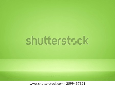 Empty green studio background. Empty Room Studio with table. Space for selling products, backdrop, wallpaper, background, text. Gradient table. Vector illustration.