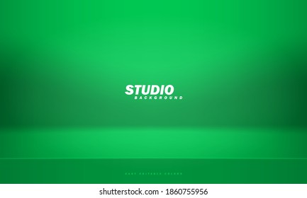 Empty green studio room background, used as background for display your products. Vector illustration. Easy editable colors.
