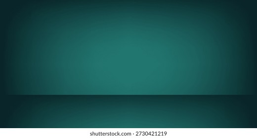 Fondo verde vacío de la pared de la habitación del estudio. Diseño abstracto del papel pintado con el espacio de la copia para exhibir sus productos