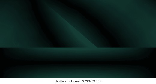 Fondo verde vacío de la pared de la habitación del estudio. Diseño abstracto del papel pintado con el espacio de la copia para exhibir sus productos