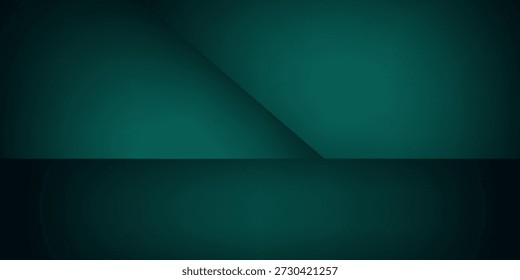 Fondo verde vacío de la pared de la habitación del estudio. Diseño abstracto del papel pintado con el espacio de la copia para exhibir sus productos