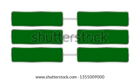 empty green traffic sign board and pole metal isolated on white background, traffic sign board plate blank copy space, metal green traffic sign board, stainless green road board sign for design