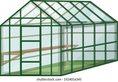 Empty Greenhouse with glass wall on white background illustration