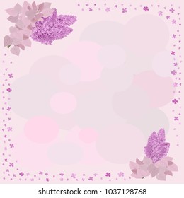 Empty greeting card with colorful background and lilac. Vector illustration