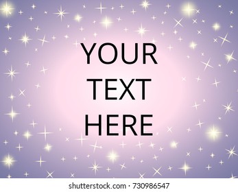 Empty greeting card with space for your congratulations on stars sparkling snow background, vector illustration