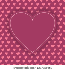 Empty greeting card template with hand drawn hearts. Valentine's Day concept. Vector