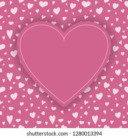 Empty greeting card template with hand drawn hearts. Valentine's Day concept. Vector
