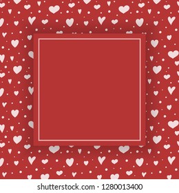 Empty greeting card template with hand drawn hearts. Valentine's Day concept. Vector