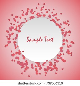 Empty greeting card Valentines Day holiday. Vintage romantic origami paper heart shape long shadow frame. Retro border Valentine's love design. Mock up material soft template backdrop.