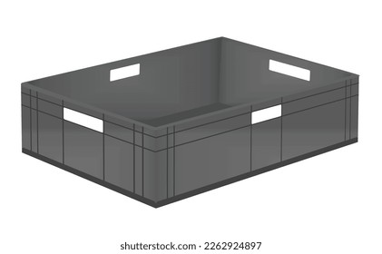 Empty grey plastic crate. vector illustration