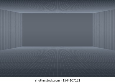 Empty grey room, 3D Studio, mesh. Vector illustration.