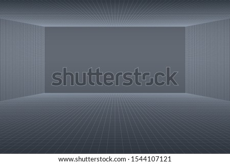 Empty grey room, 3D Studio, mesh. Vector illustration.