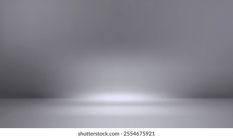 Empty grey studio background. Limbo dark bg. Product studio room. Limbo dark background. Abstract 3d backdrop for presentation. Minimal wall scene. Showcase, promotion display. Vector illustration