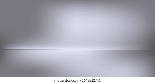 Empty grey studio background. Limbo dark bg. Product studio room. Limbo dark background. Abstract 3d backdrop for presentation. Minimal wall scene. Showcase, promotion display. Vector illustration
