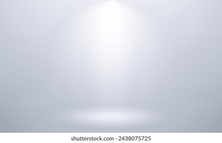 Empty Grey studio room background. Empty room with spotlight effect. Use for product display presentation, cosmetic display mockup, showcase, media banner, etc. Vector illustration.