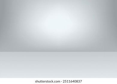 Empty grey studio room with white wall and floor. Vector illustration.