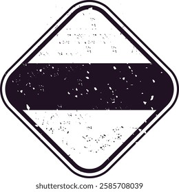 Empty grunge rubber stamp with rounded corners and black stripe, isolated on white background, useful as a template for travel postmark, mailing label or air mail stamp frame