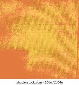 Leerer, farbiger, gelber Hintergrund. Unbehagliche Orangefarbene Farbtextur mit geschälten Farben und Kratzern. EPS10-Vektorillustration