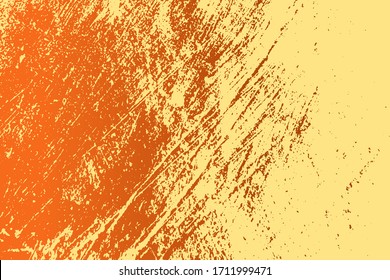 Empty grunge yellow color background. Distressed Orange Color Texture with peeled paint and scratches. EPS10 vector