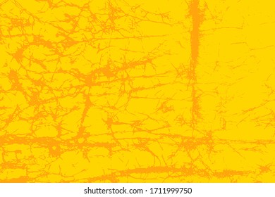 Empty grunge yellow color background. Distressed Orange Color Texture with peeled paint and scratches. EPS10 vector