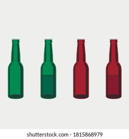 Botellas de cerveza vacías y medio llenas