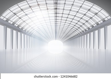 Empty hall, large space. Vector illustration.