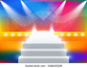 Empty hall with a podium for fashion display- Vector Template