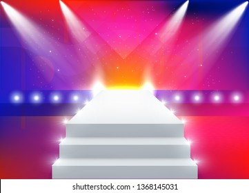 Empty hall with a podium for fashion display- Vector Template