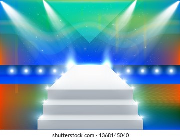 Empty hall with a podium for fashion display- Vector Template