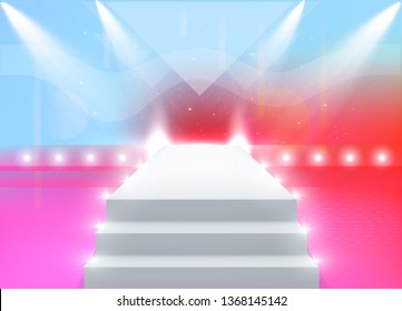 Empty hall with a podium for fashion display- Vector Template