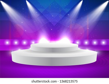 Empty hall with a podium for fashion display- Vector Template