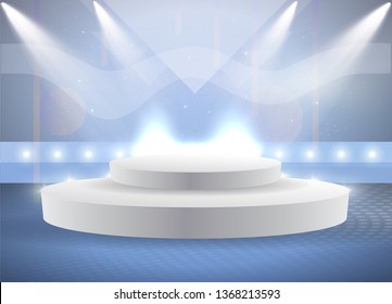 Empty hall with a podium for fashion display- Vector Template