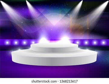 Empty hall with a podium for fashion display- Vector Template