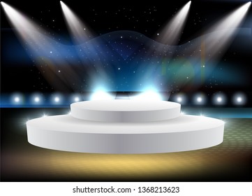 Empty hall with a podium for fashion display- Vector Template
