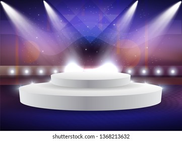 Empty hall with a podium for fashion display- Vector Template
