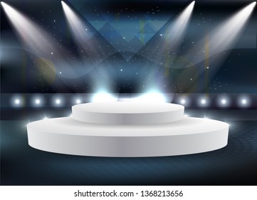 Empty hall with a podium for fashion display- Vector Template